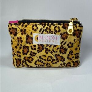 Quilted Leopard Print Pouch  Mini Handmade Coin Purse